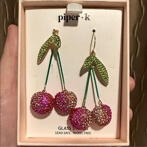 BIN Piper K Pink and Green Cherry
Earrings NEW